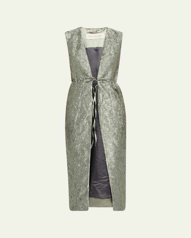 Romina Crinkle Sleeveless Long Coat